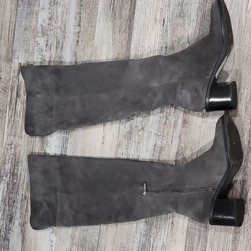 Michael Kors Charcoal Grey Paulette Suede Knee High Boots